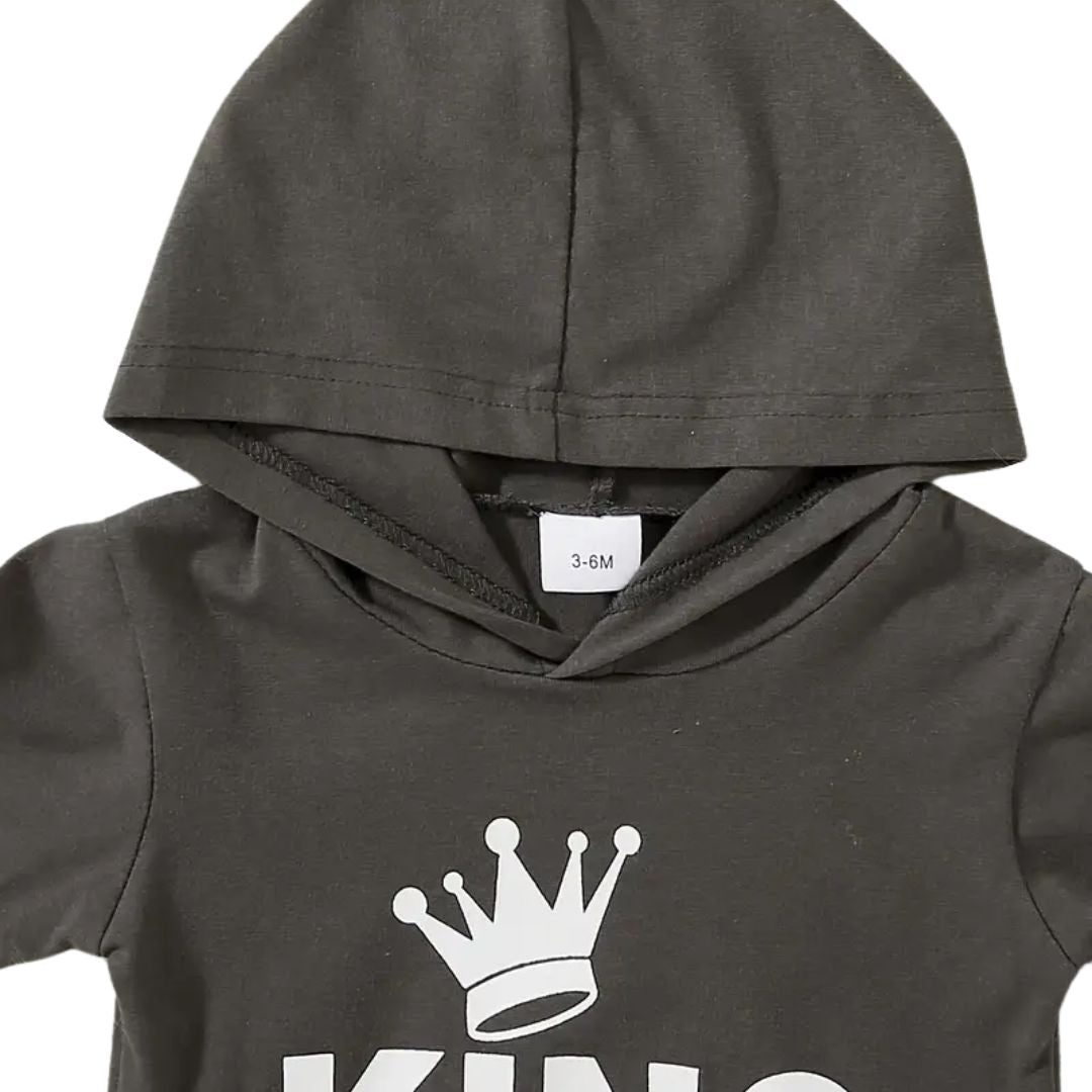 Conjunto de polera y buzo con estampado para niños color gris