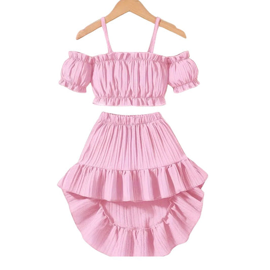 Vestido de dos piezas con relieve para niñas