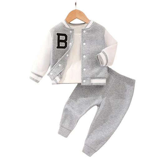Polera abierta con botones y buzo para niños