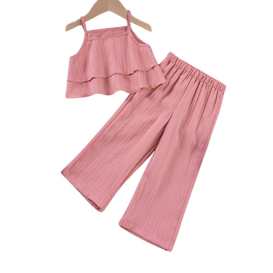 Conjunto de dos piezas para niñas color salmón