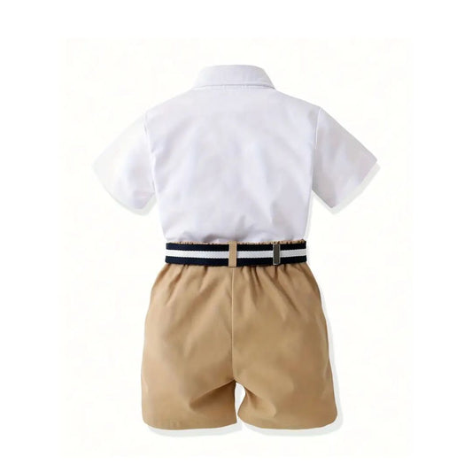 Conjunto de camisa y short con cinturón para niños