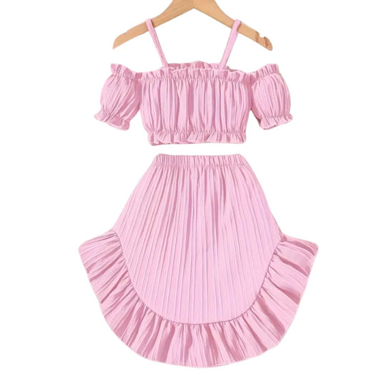 Vestido de dos piezas con relieve para niñas