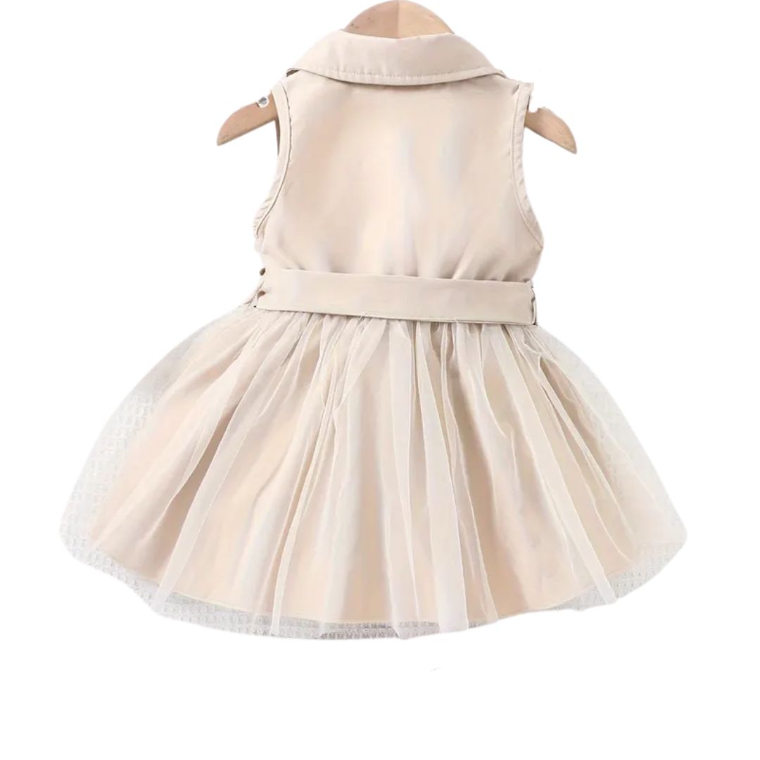 Vestido para niñas color beige con cinturón