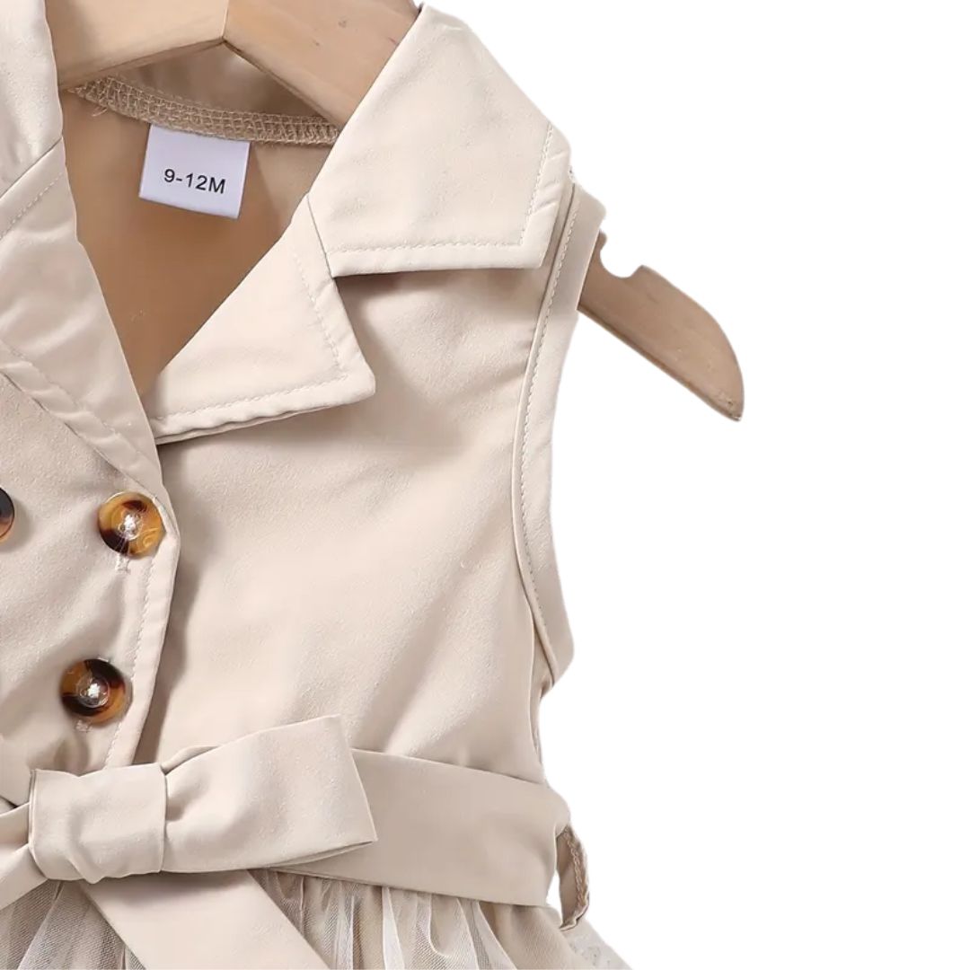 Vestido para niñas color beige con cinturón