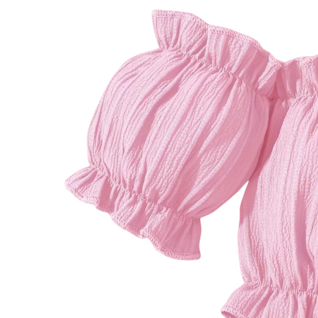 Vestido de dos piezas con relieve para niñas