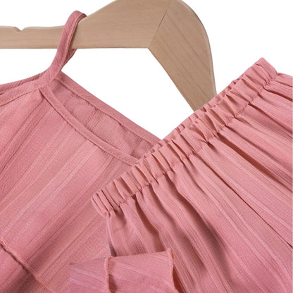 Conjunto de dos piezas para niñas color salmón